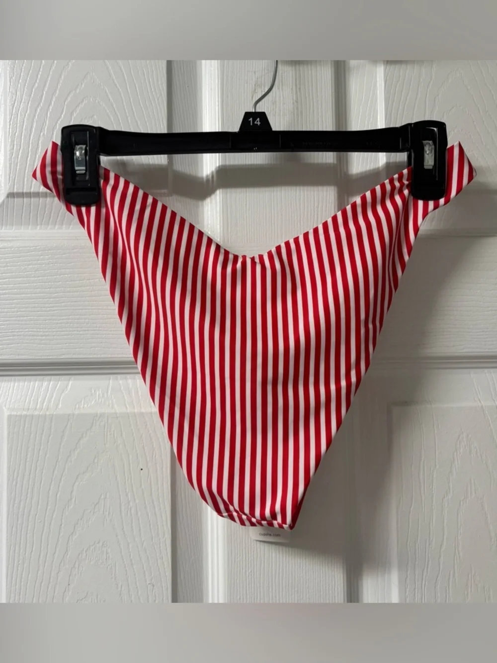 Cupshe High Cut Red & White Stripe Bikini Bottoms Women’s Size Large NEW